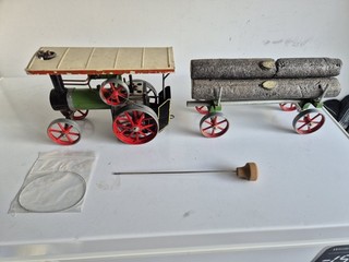 Mamod TE1A Live Steam Traction Engine with Canopy Pre Assembled and log trailer
