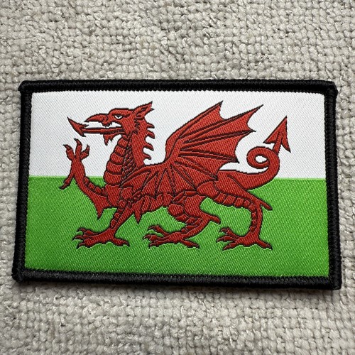🔥LARGE WALES Flag Embroidered Patch Hook & Loop Emblem Welsh Celtic ...