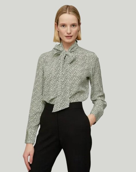 Women Jigsaw Shirt Black Silk 36 / S / 44 #9LRB