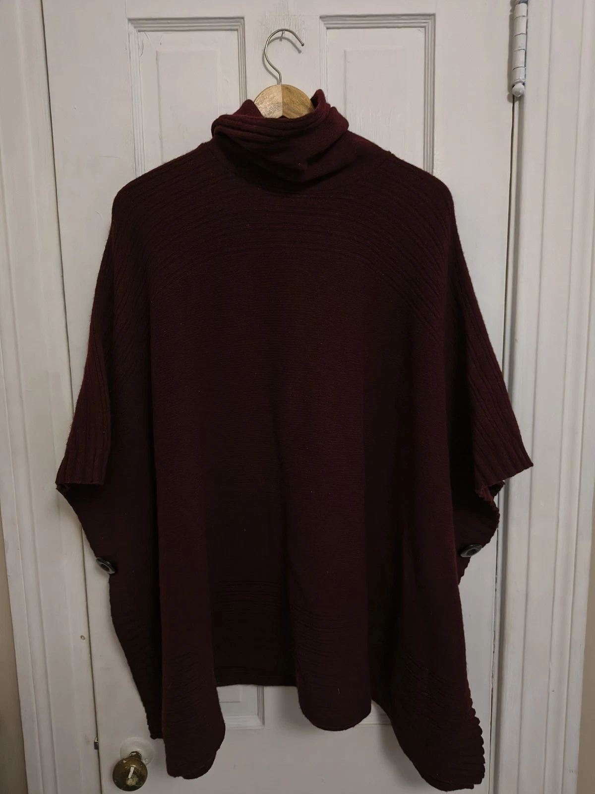 Adrianne Vittadini Yak Hair Wool Blend Turtle Neck Oversized Poncho Sweater L 5d