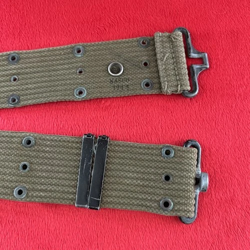 US Military Army WWII WW2 Pistol Canvas Web Belt Khaki Nasco 1944 OD #3