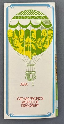 Cathay Pacific Routenkarte & Vintage Airline Destination Broschüre 1971 Hongkong