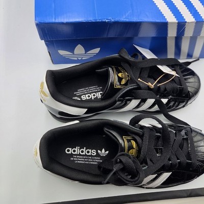 Women's Size 8 Adidas Superstar II W Black White Gold JS4009 New