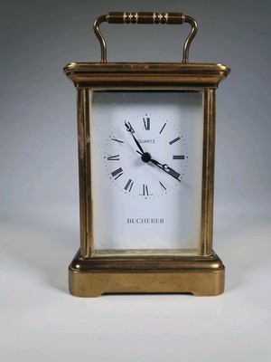 Bucherer Quartz Swiss Made Vintage Messing Kutschenuhr Sammlerstück