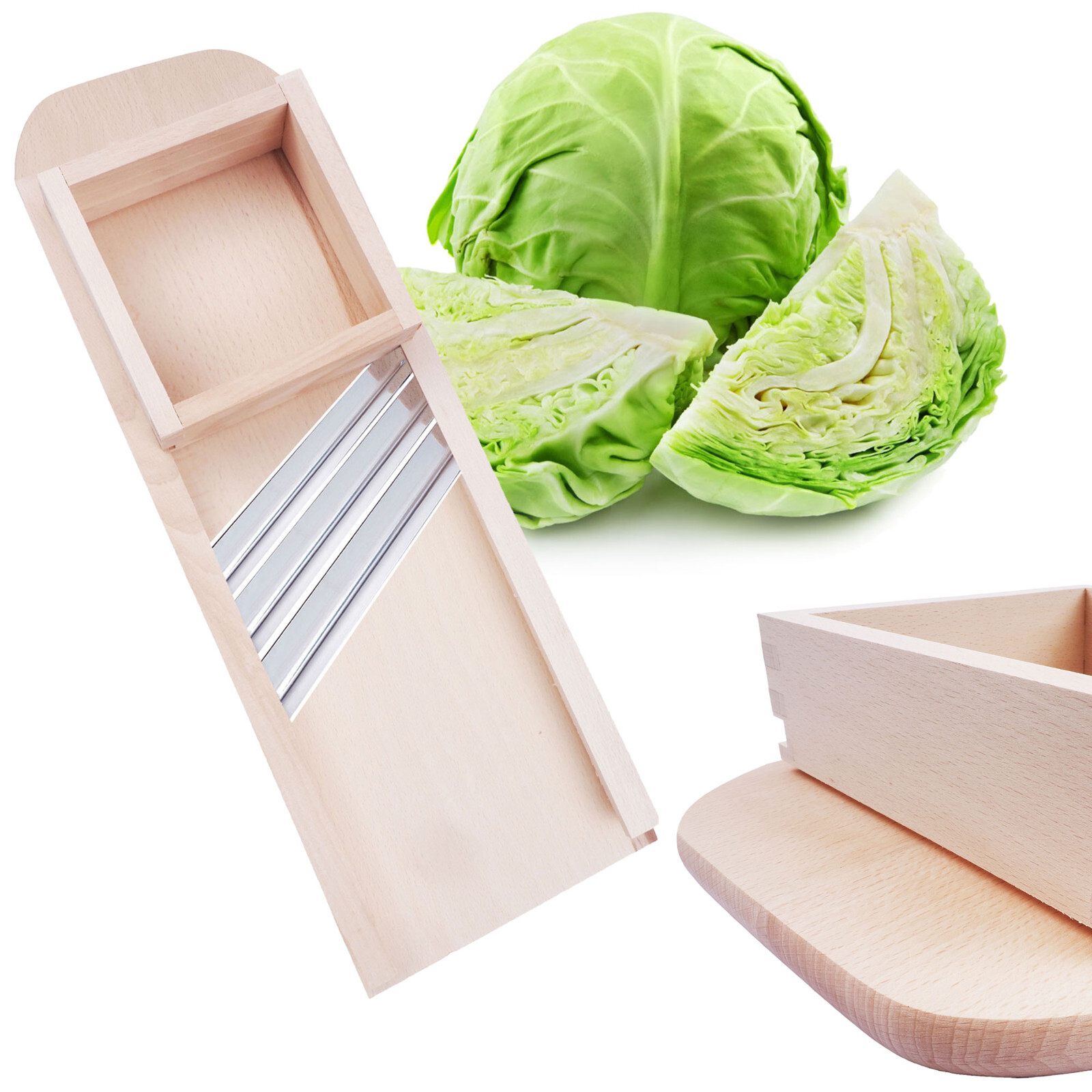 Hölzerne Shredder Cutter Kohlhobel Grater Slicer für Gemüse Obst 67cm 3-Messer