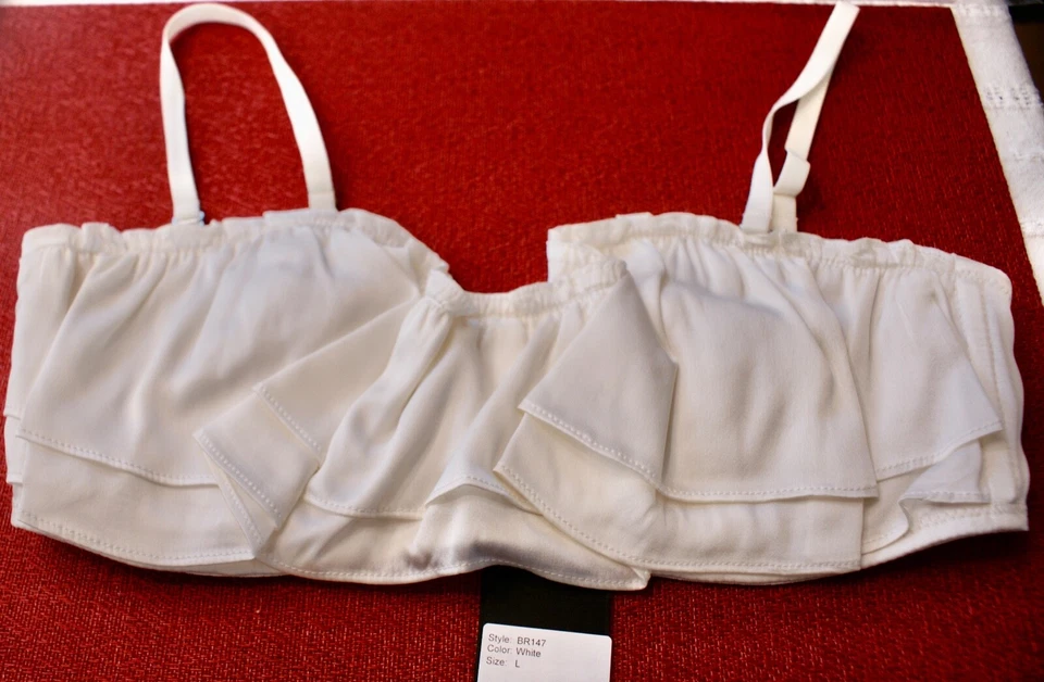 KIKI DE MONTPARNASSE White Ruffle Convertible  silk bra Medium NEW $285 - Image 4 of 4