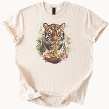 Ramen Tiger Shirt Japanese Foodie Tee Cute Animal Noodle Graphic