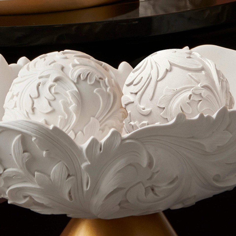 8.75" Alba White Gold Baroque Scroll Bowl W Spheres Gold Polyresin eBay