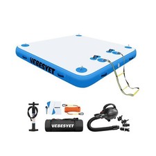 Inflatable Floating Dock Platform with Electric Pump, 6ft x 5ft x 6in Thick M...