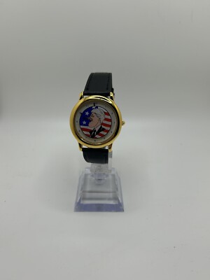 Vintage Bill Clinton Watch President Bill Clinton Leather Wrist Watch Vintage Runs  main image 3