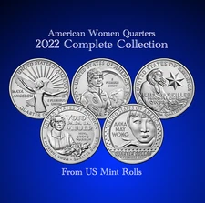 2022-S American Women Quarters 25c / Entire 5-Coin🔵 COLLECTION / LOW MINTAGE!