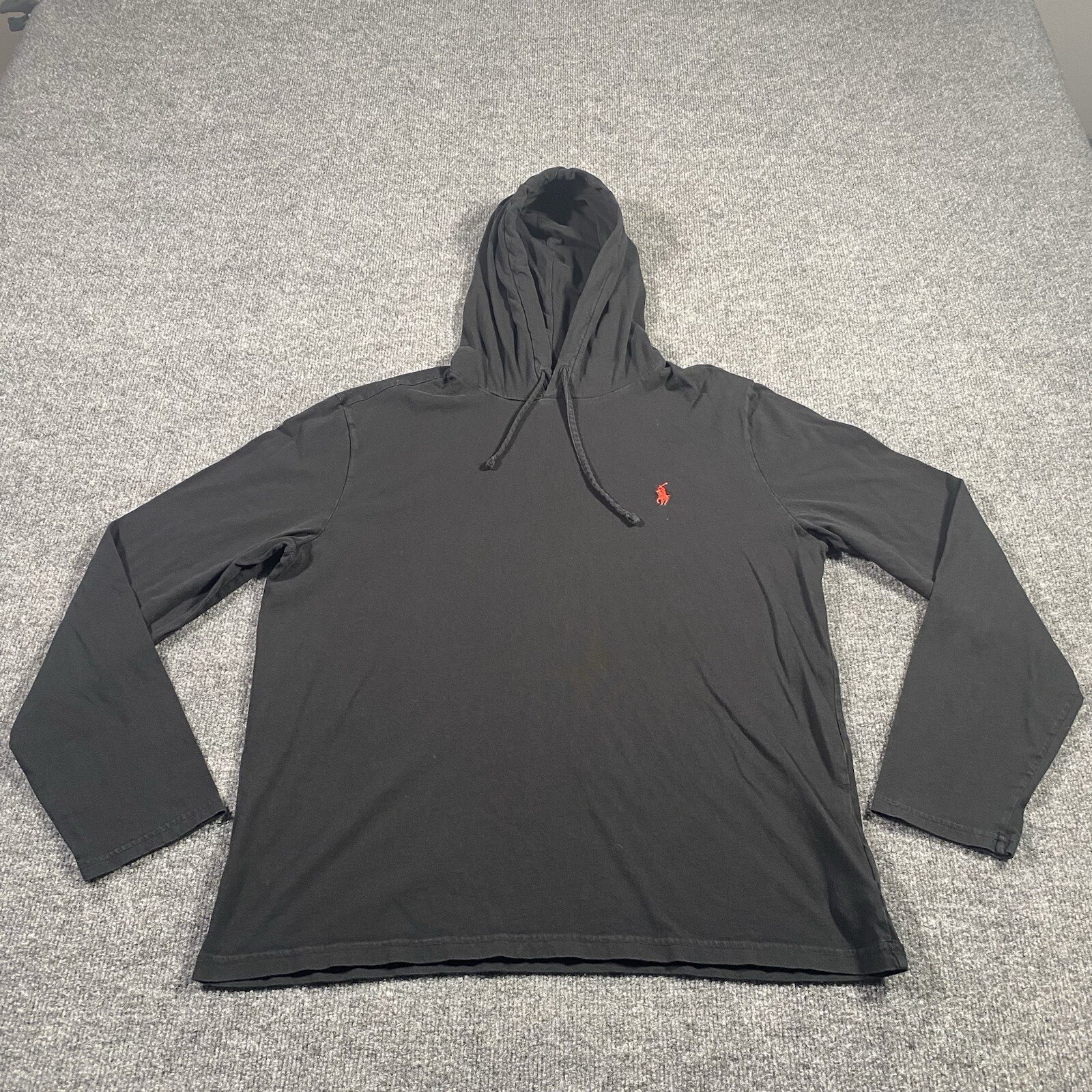 Polo Ralph Lauren uomo L con cappuccio manica lunga camicia sbiadita piccolo pony ricamato