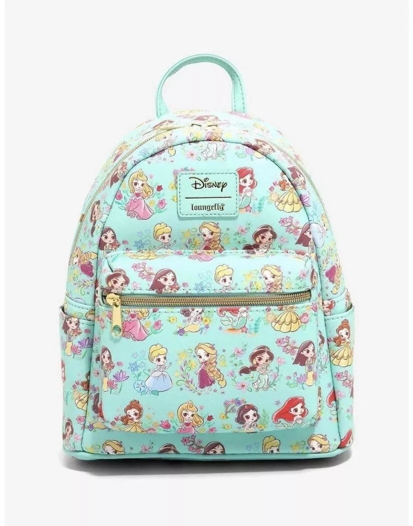 Loungefly Disney Princess Teal / Mint Chibi Mini Backpack - New