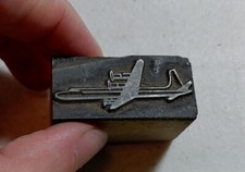 Vintage Letterpress Printing Block Airplane