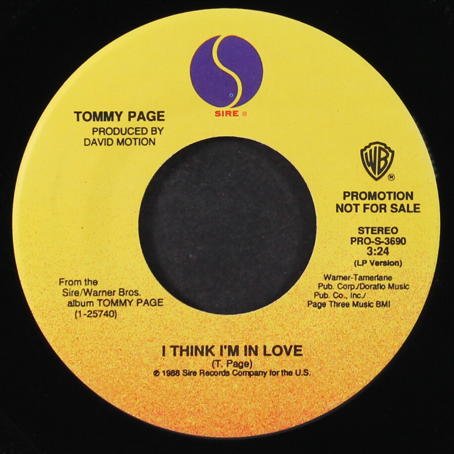 トミー ページ Tommy Page, 45 rpm, VG+, I'll Be Your Everything, Sire 7