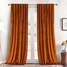 Roslynwood Russet Orange Velvet Curtains 90 inches Super Soft Home Deco G1N