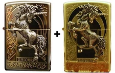 Zippo Lighter Unicorn Genuine Windproof Free Shipping 6 Flints Free New In Box