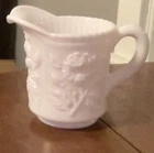 Vintage Milk Glass Rose Pattern Creamer. 5" Tall.