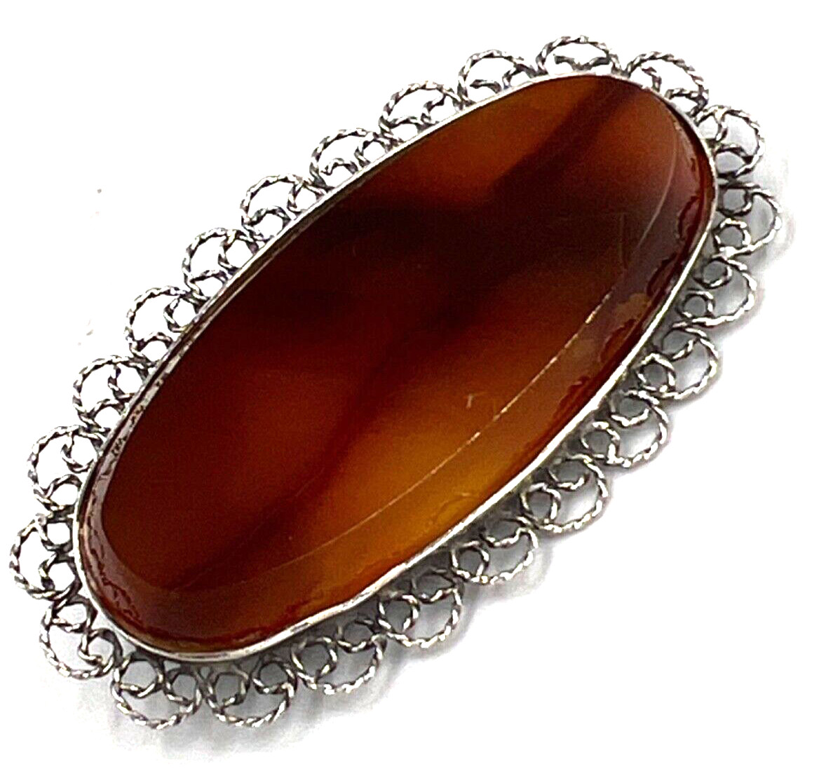 Large Antique Victorian Solid Silver Natural Agat… - image 10