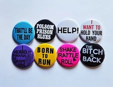 Classic Rock n Roll Pinback Buttons Magnets & Bottle Openers. Set 02
