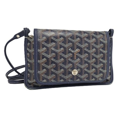 Goyard Plumet Tasche Geldbörse Schulter Umhängetasche PVC Leinen Navy Used Japan