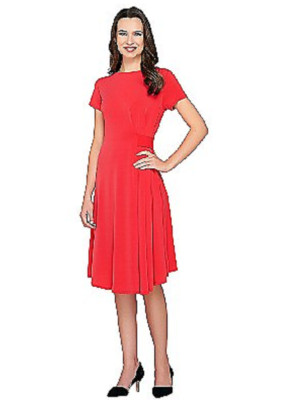 NWT  GEORGE SIMONTON MILKY KNIT CAP SLEEVE DRESS WITH ASYMMETRIC HEM, RED, MED