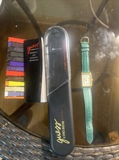 Vintage Guess Watch 1989 By Georges Marciano Ladies Gold Tone Blue Band 30mm