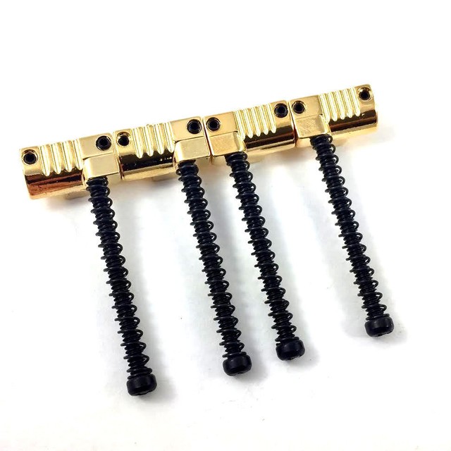 Gold Grooved OMEGA Bass Bridge Saddles fits Leo Quan Badass II BP2071