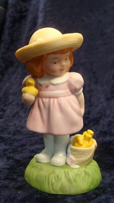 AVON LIMITED EDITION EASTER 1985~Girl W/Bonnet & Ducks In A Basket~Porcelain 4 ~