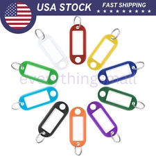 50/70/100 Plastic Key Tags Split Ring + Label Luggage Card Name Label Keychain