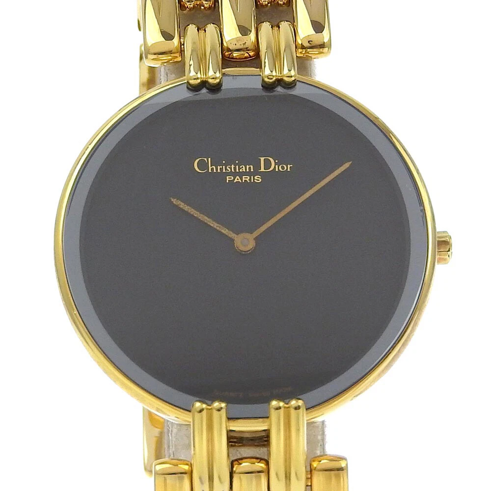 Montres Dior Bagira 47154 3 cadran doré/noir noir plaqué or quartz analogique...