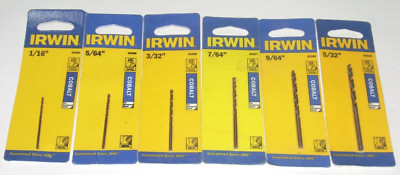 Irwin Cobalt Drill 6pc Bit Set for Steel 1/16, 5/64, 3/32, 7/64, 9/64, 5/32