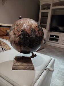 GLOBE world desk size good used condition with stone base detail oriented globe!