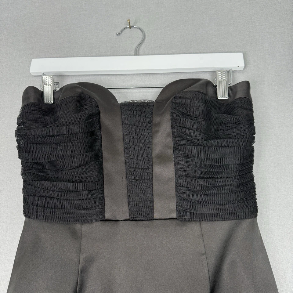 Vestido vintage David Meister para mujer 2 negro sin tirantes corsé busto fruncido años 90 Y2K Foto 3 de 4