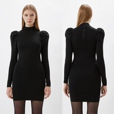 Alice + Olivia Issa Metallic Turtleneck Mini Velvet Dress Black Size: XS NWOT