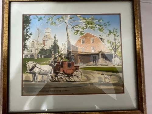 Postkutsche Druck Wharton State Forest Batsto New Jersey NJ Vintage gerahmt 12x13" - Bild 12 von 13