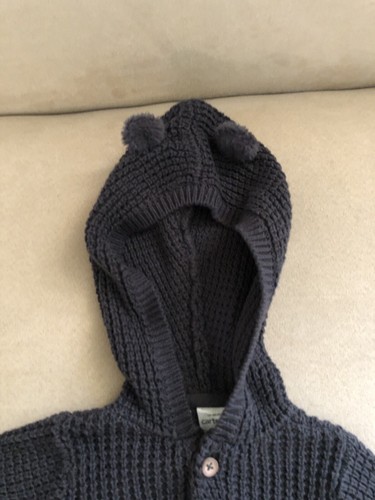 New Carters Baby Sweater Hoodie Cotton Knit w/ Bear Ears Gray - 3 Months Infant - Bild 4 von 8