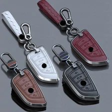 Metal Leather Smart Key Fob Cover Case Shell for BMW 2 3 5 6 7 Series X3 530i X5