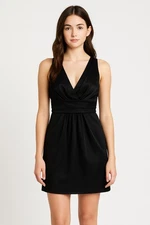 Twenty One Black Satin VNeck Mini Dress Women’s Size M Sleeveless Party Cocktail