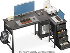Computer Desk with Drawers, 100x70, 120x70cm Corner Desk for Home Office