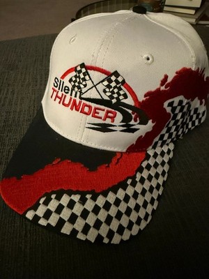 Auto Racing Themed Adjustable Baseball Cap Checkered Flag Silent Thunder Go-Kart
