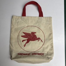 Borsa vintage anni 60 Mobil Pegasus Western District tela stampa petrolio gas 14x15"