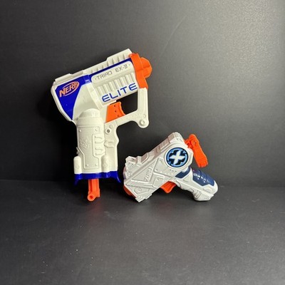 Nerf Triad EX-3 N-strike Elite Blaster, Tested and Working Gun White Orange Blue