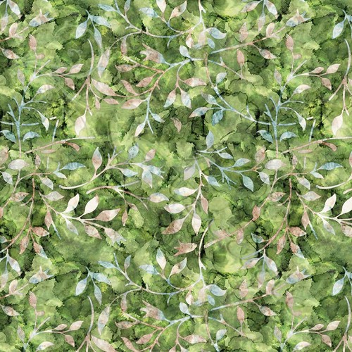 36cm Green Leafy Batik REMNANT 100% Cotton Craft Bunting Kids Patchwork 54" - Picture 2 of 2