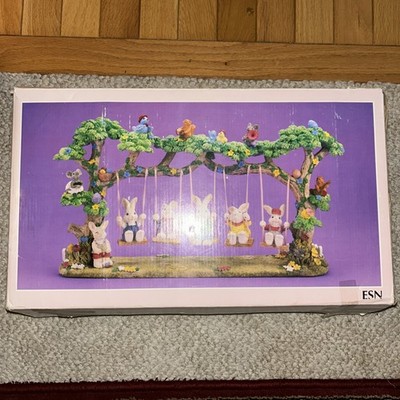 Vintage ESN Quintet of Swinging Bunnies Scene Easter Spring Theme Original Box