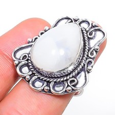 Rainbow Moonstone 925 Sterling Silver Gemstone Handmade Jewelry Ring 7" NS 20448