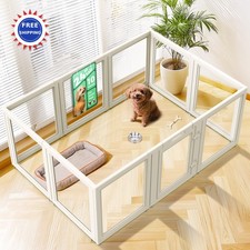 Acrylic Indoor Dog Playpen for Puppies and Small Dogs 24 Inch 10 Panels White
