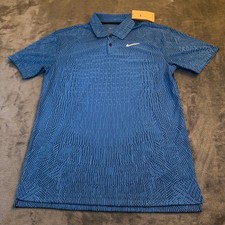 Nike Dri Fit Adv Polo Shirt Blue Textured Short Sleeve Golf Mens Small NWT 105
