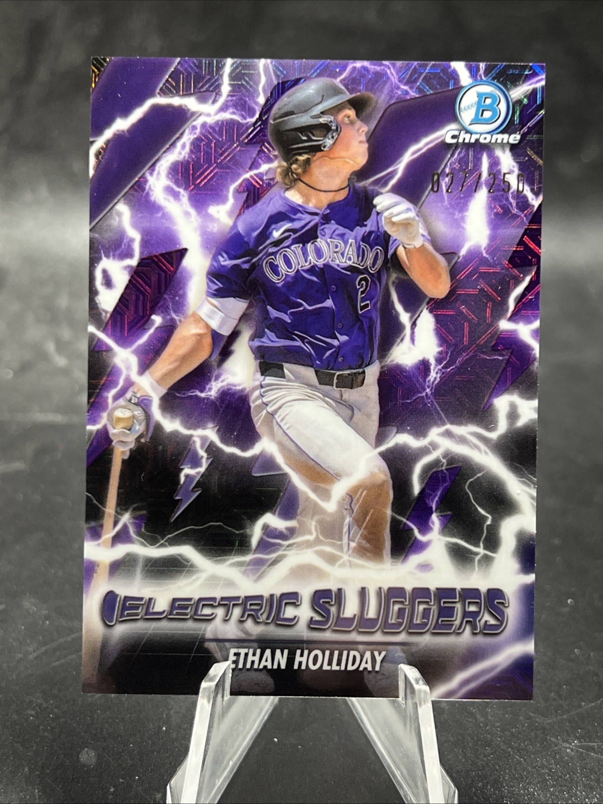 2026 Bowman Electric Sluggers Ethan Holliday Purple Mojo /250 Rockies ES-13