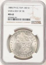 1880-CC80/79 Reverse of 1878 VAM-4 Morgan Dollar NGC MS62